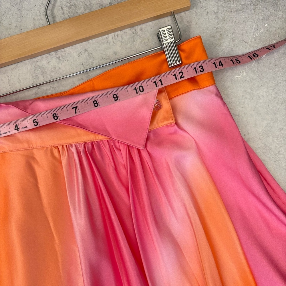Dannijo || Silk Dye Midi Skirt Pink Orange Small - Picture 7 of 10